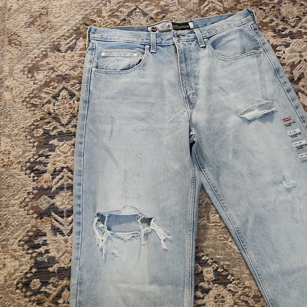 Levi's Silvertab Loose Blue Relaxed Fit Jeans with Distressed Details